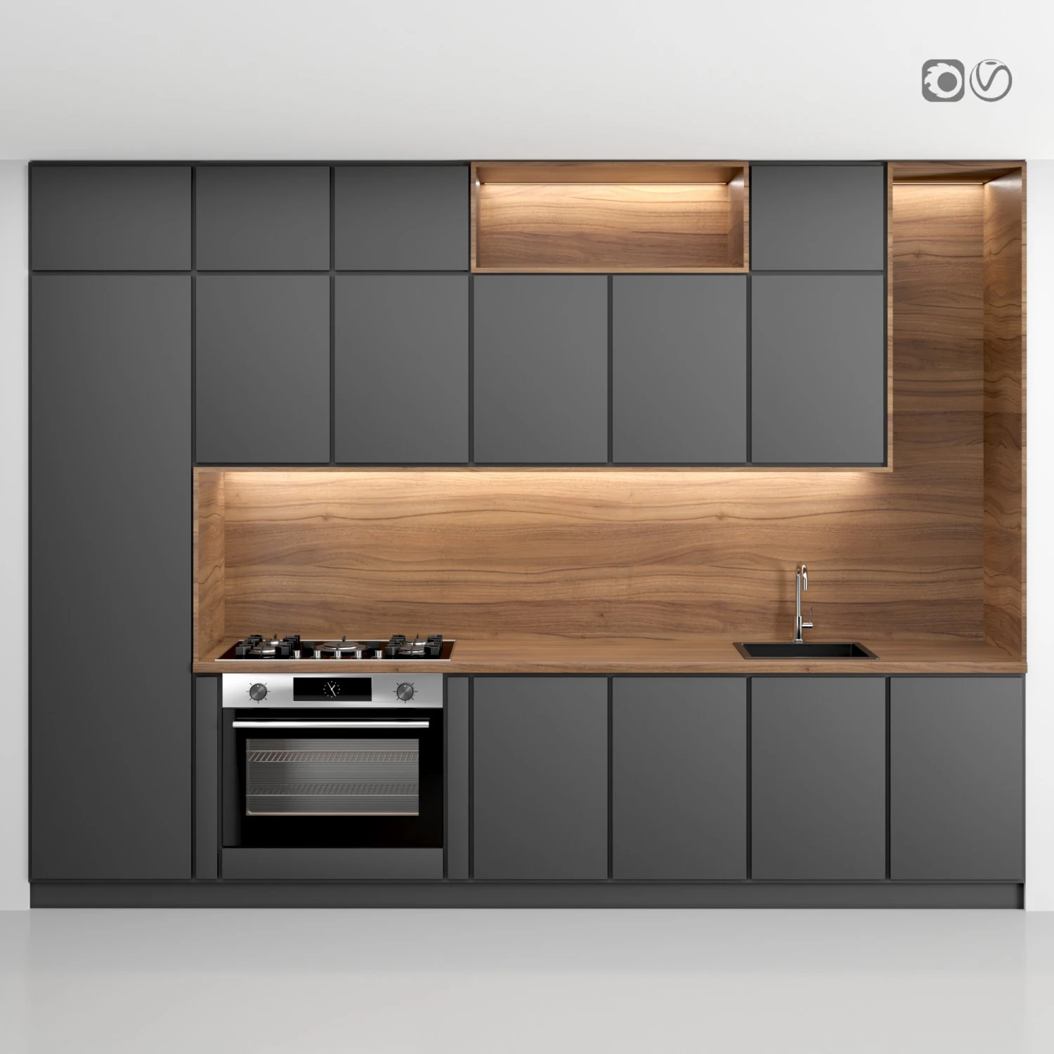 modern kitchen 06 3D Model .c4d .max .obj .3ds .fbx .stl .blend 