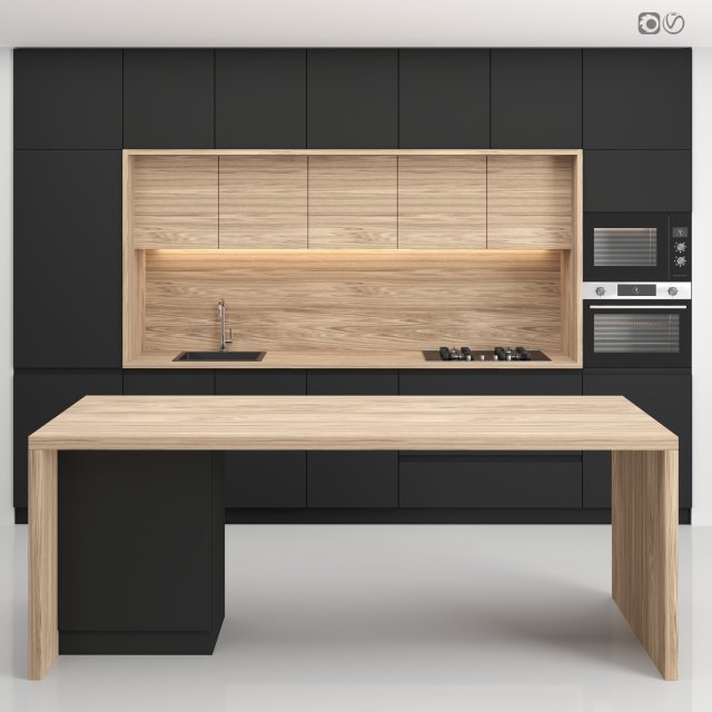 modern kitchen with island 10 3D Модель .c4d .max .obj .3ds .fbx .stl .blend 