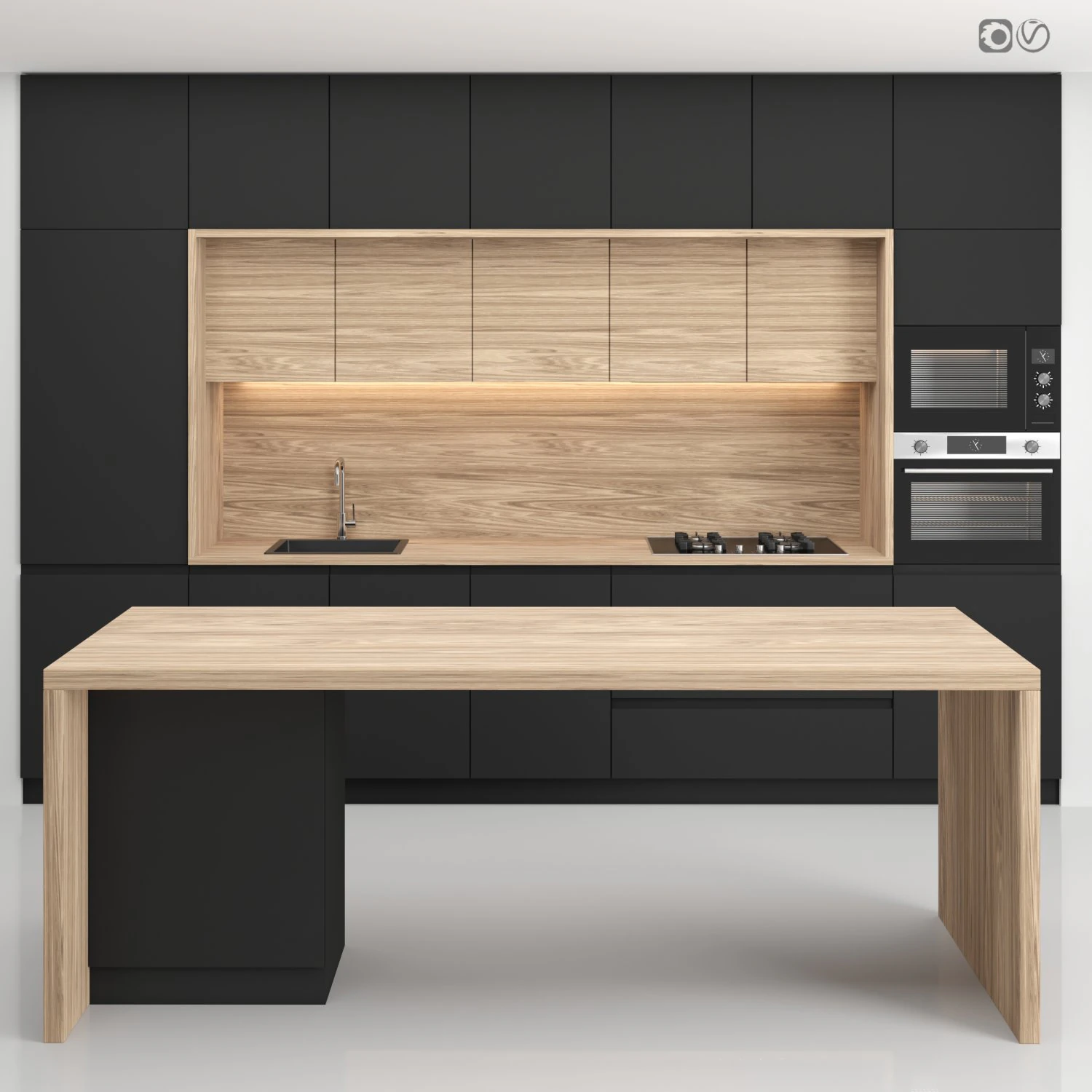 modern kitchen with island 10 3D Model .c4d .max .obj .3ds .fbx .stl .blend