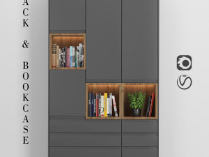 rack and bookcase 04 3D Model