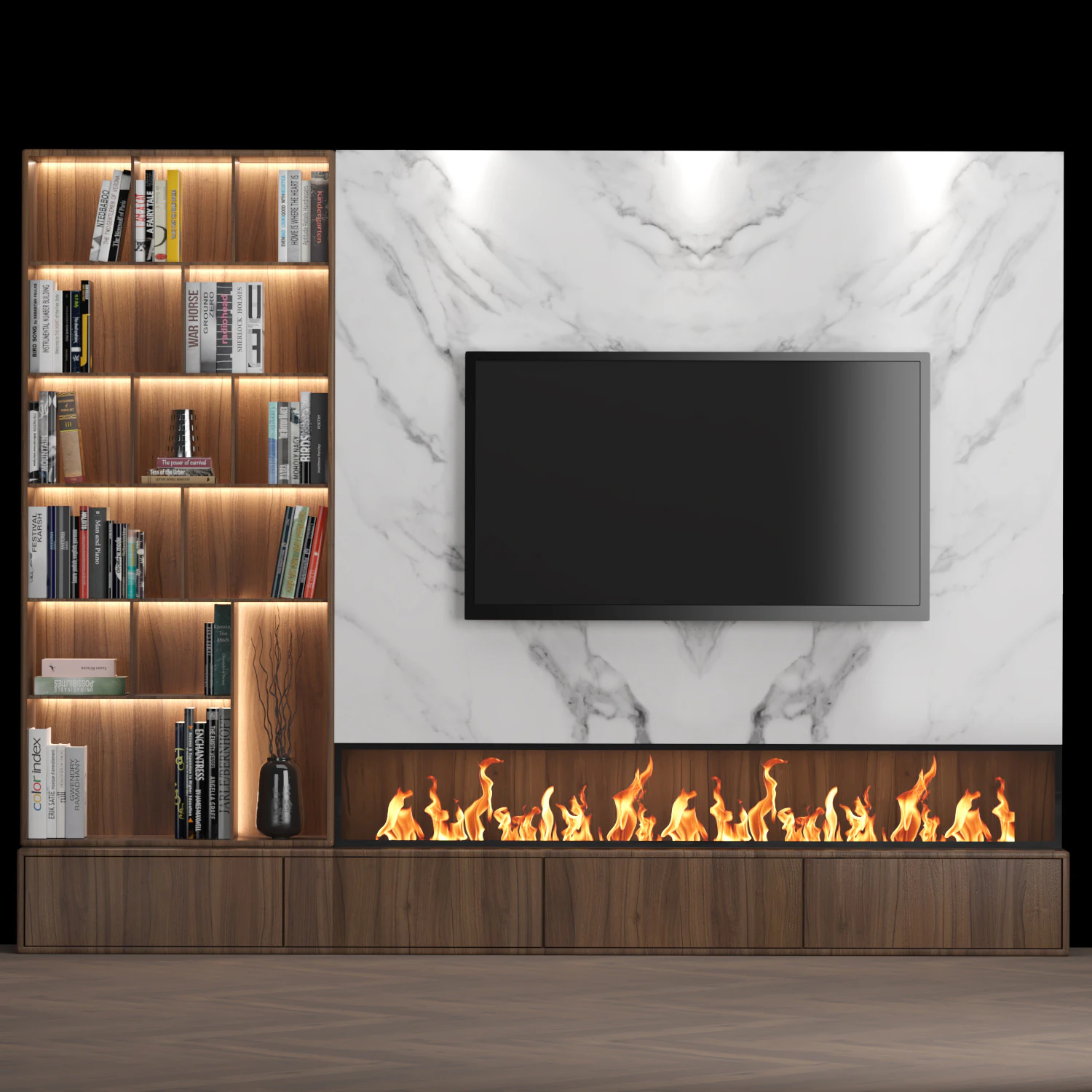 TV Wall 03 3D Model .c4d .max .obj .3ds .fbx .stl .blend 