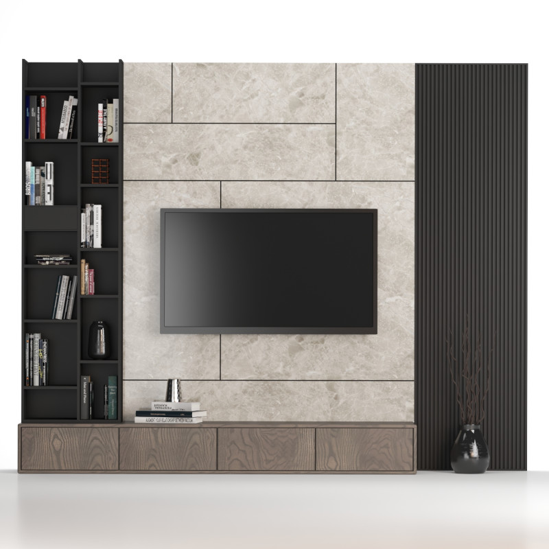 TV Wall 04 3D Модель .c4d .max .obj .3ds .fbx .stl .blend 