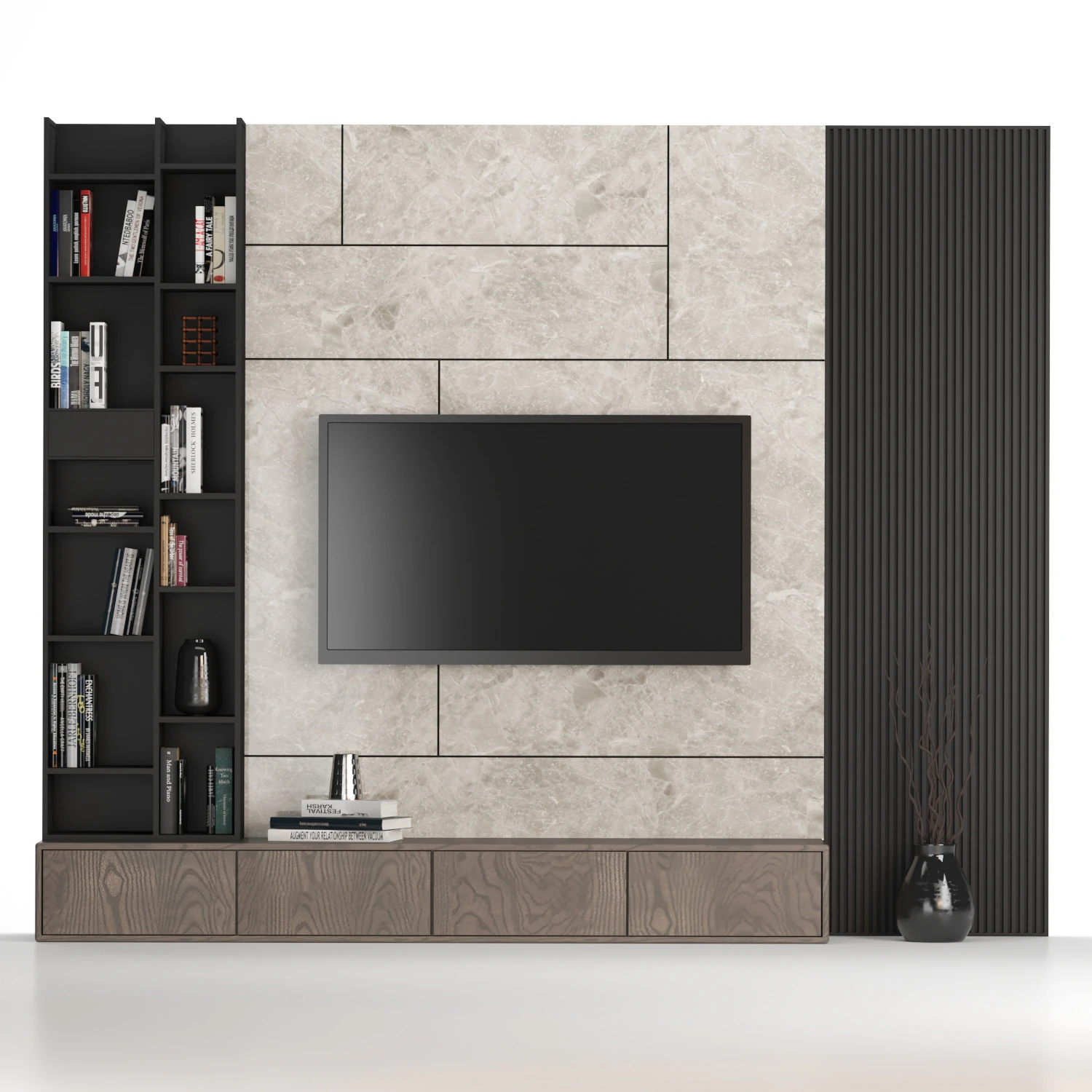 TV Wall 04 3D Model .c4d .max .obj .3ds .fbx .stl .blend