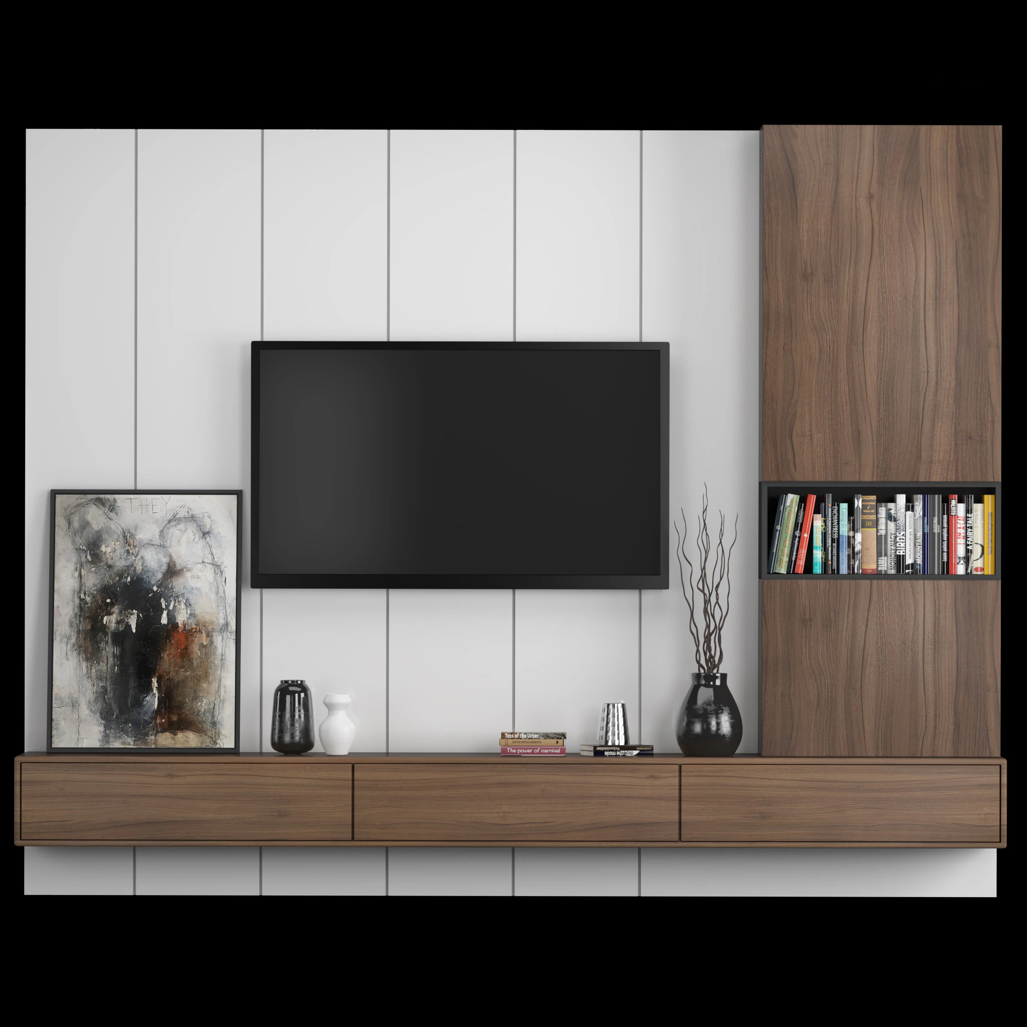 TV Wall 09 3D Model .c4d .max .obj .3ds .fbx .stl .blend 