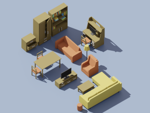 low-poly furniture pack 3D Модель