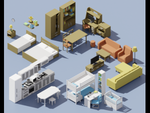 low-poly furniture pack 3D Model