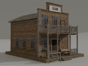 low-poly wild west saloon 3D Model