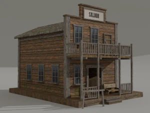 low-poly wild west saloon 3D Model
