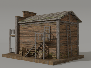 low-poly wild west saloon 3D Model