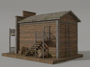 low-poly wild west saloon 3D Model