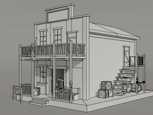 low-poly wild west saloon 3D Model