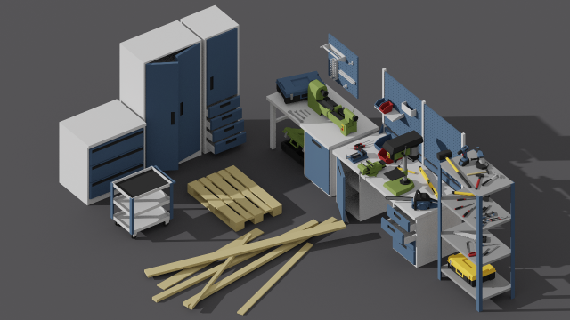 low-poly workshop pack 3D-Modell .c4d .max .obj .3ds .fbx .stl .blend 