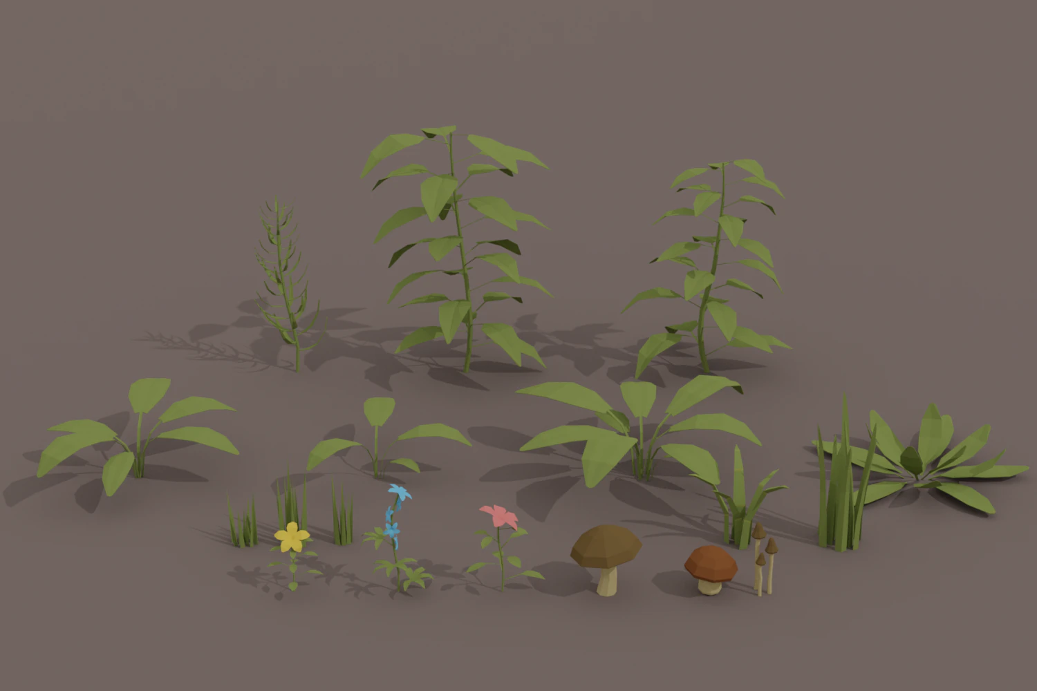 plants low poly pack 3D Model .c4d .max .obj .3ds .fbx .stl .blend
