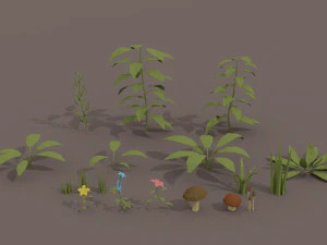 पौधे लो पॉली पैक 3D मॉडल