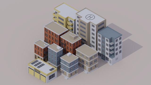 buildings pack Modèle 3D .c4d .max .obj .3ds .fbx .stl .blend 