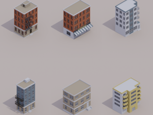 buildings low poly big pack 3Dモデル