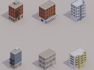 buildings low poly big pack 3D Model
