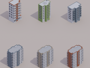 buildings low poly big pack 3Dモデル