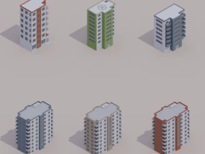 buildings low poly big pack 3D Model