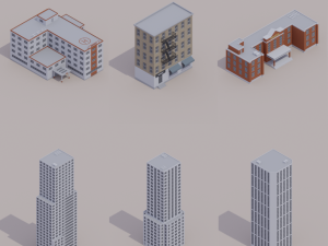 buildings low poly big pack 3Dモデル
