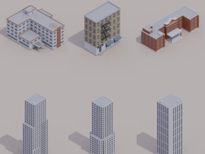 buildings low poly big pack 3D Model