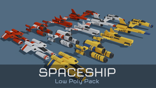 scifi space ship low-poly pack 3D Модель .c4d .max .obj .3ds .fbx .stl .blend 