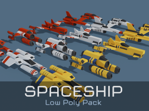 scifi space ship low-poly pack 3D Модель