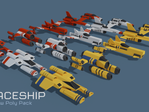 scifi space ship low-poly pack 3D Модель