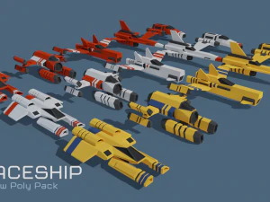 scifi space ship low-poly pack 3D Model