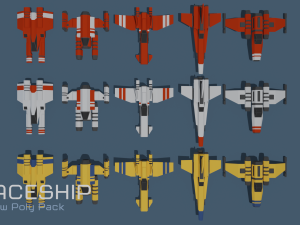 scifi space ship low-poly pack 3D Модель