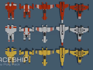 scifi space ship low-poly pack 3D Model
