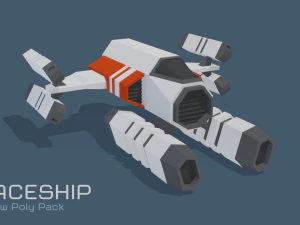 scifi space ship low-poly pack 3D Model