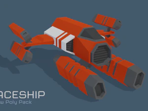 scifi space ship low-poly pack 3D Model