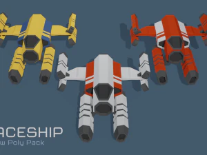 scifi space ship low-poly pack 3D Model