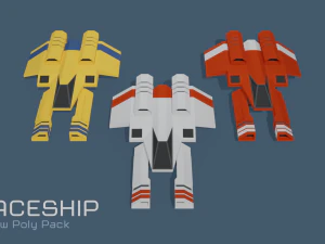 scifi space ship low-poly pack 3D Model