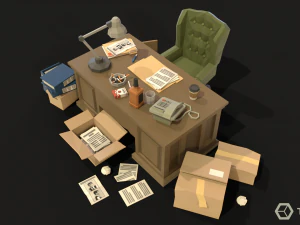 Detective Office LowPoly Pack 3D Model