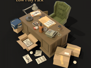 Detective Office LowPoly Pack 3D मॉडल