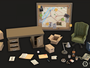 Detective Office LowPoly Pack Modelo 3D