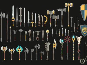 Fantasy Weapons LowPoly Pack Model 3D