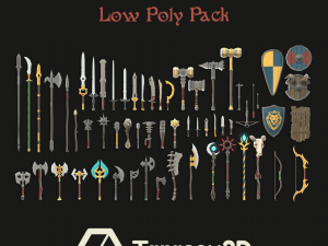 Fantasy Weapons LowPoly Pack Modello 3D