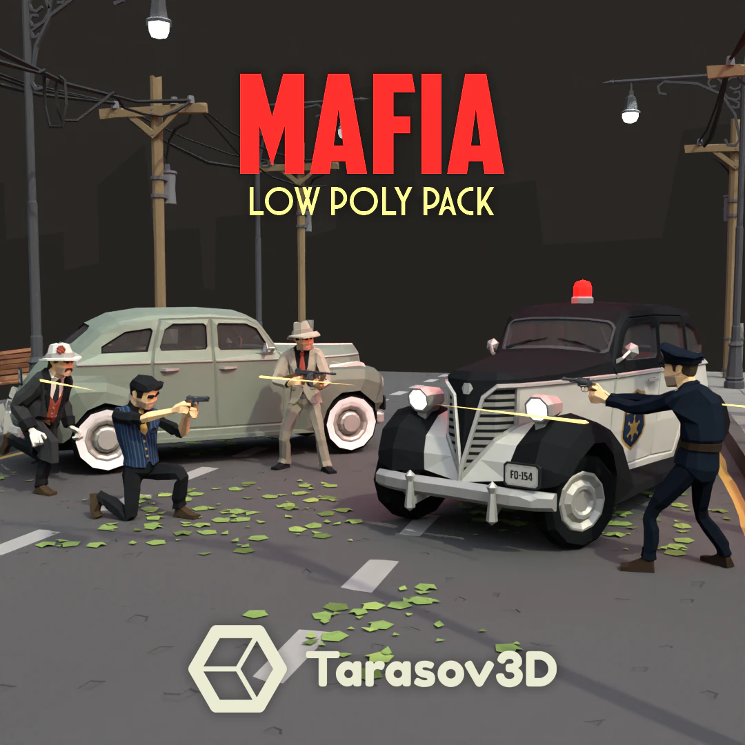 Mafia LowPoly Pack 3D Model .c4d .max .obj .3ds .fbx .stl .blend 