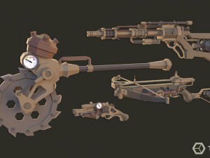 Steampunk Weapons LowPoly Pack 3D Model