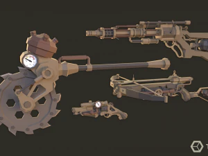Steampunk Weapons LowPoly Pack 3D Model