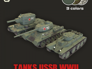 Tanks USSR WWII LowPoly Pack 3D 모델