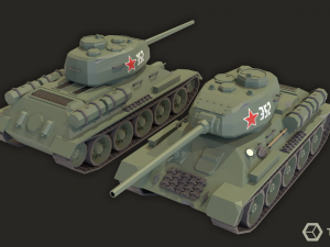 Tanks USSR WWII LowPoly Pack 3D Model