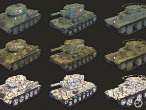 Tanks USSR WWII LowPoly Pack 3D Model