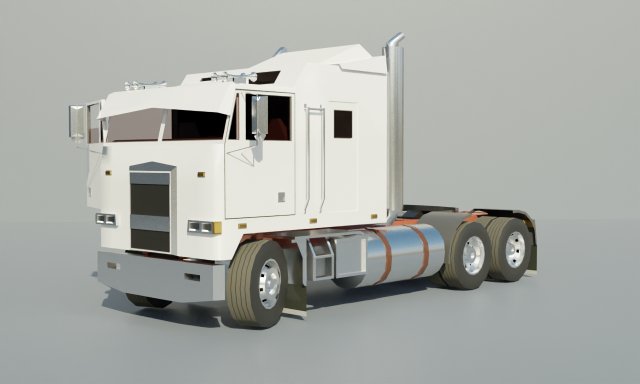 Semi truck Cabover 3D Model .c4d .max .obj .3ds .fbx .stl .blend 