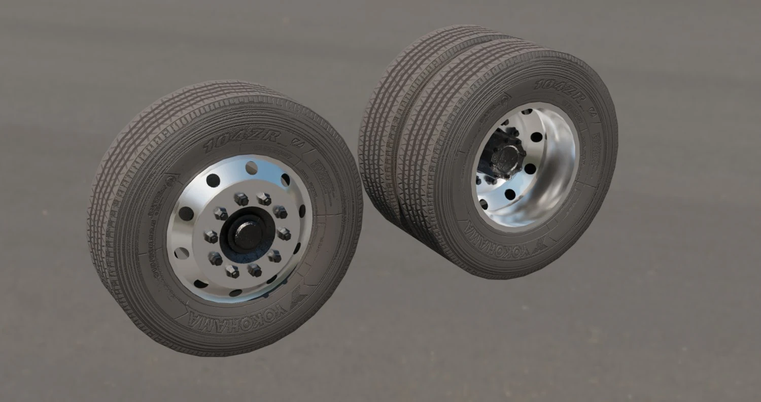 Truck Wheels 3D Model .c4d .max .obj .3ds .fbx .stl .blend