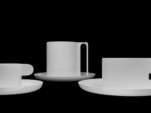 2 cups of coffe and 1 mug 3D Model
