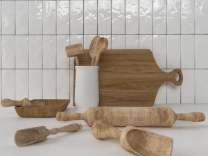 kitchen utensils-woody Modelo 3D